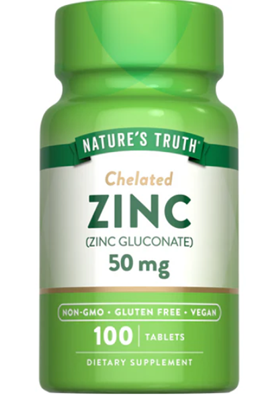 Chelated Zinc 50 mg (Zinc Gluconate) - 100 Tablets